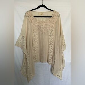 A'Reve Cream Dolman Sleeve Tunic with Embellished Lace